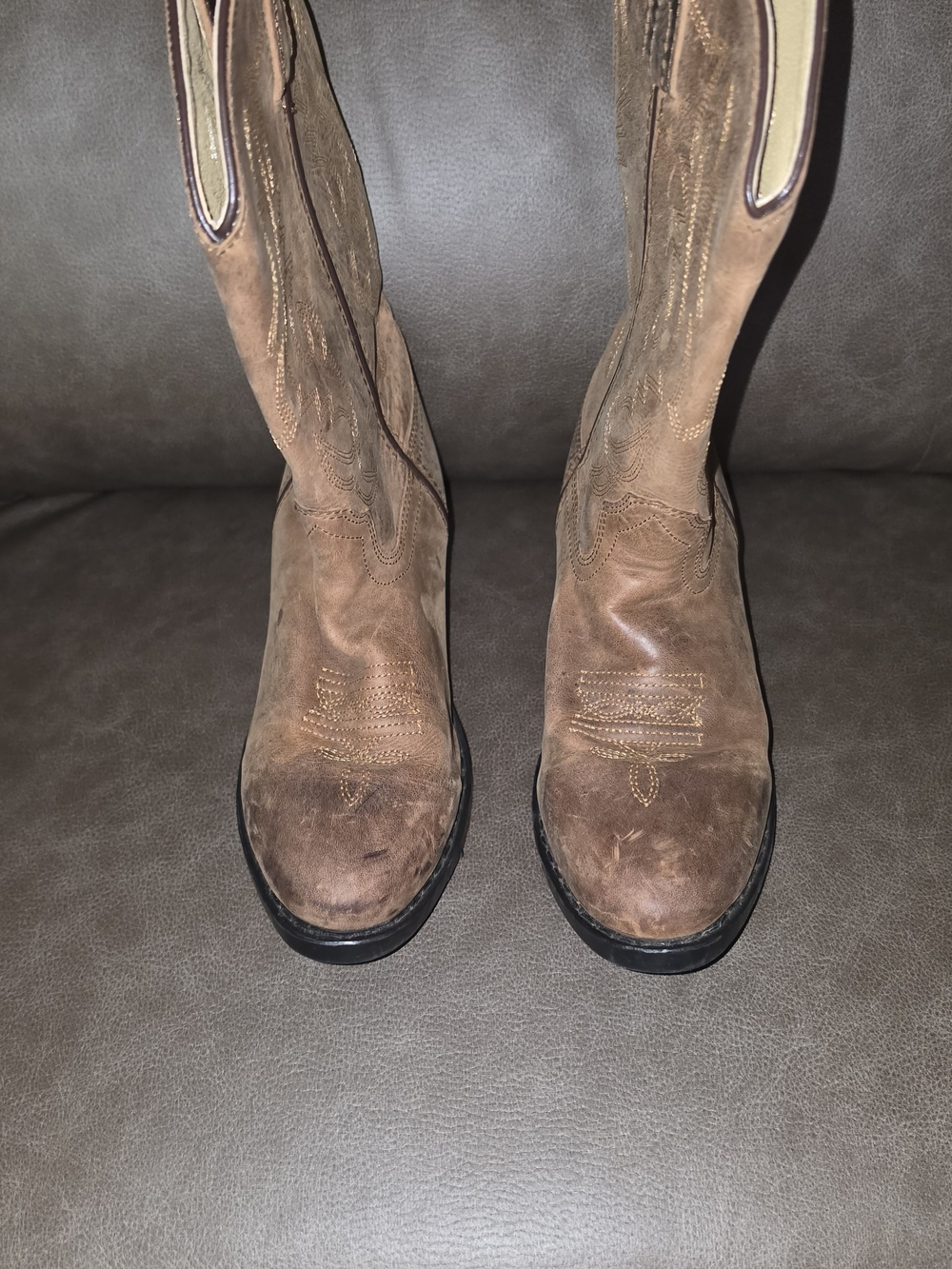 Cody James Kids Youth Size 5 D Brown Leather Western Cowboy Riding Boots 43034Y